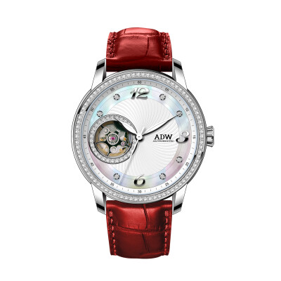 

Роскошные часы ADW Brand Ladies Watch Pearl Dial кожаный ремешок Автоматические механические часы женские часы водонепроницаемые модные часы