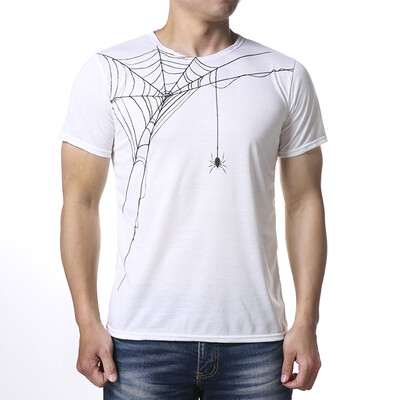 

Mens Printing Cobweb Spider Short Sleeve White T-shirt