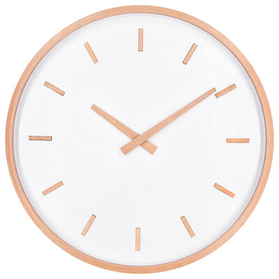 

TXL wall clock mute living room clock modern quartz clock simple clock wooden clock hanging table 12 inch Jane European B wood color