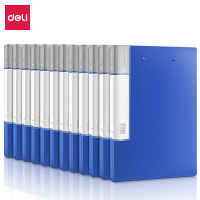 

Deli deli high-end 12 thick folder bimetal strong clip folder blue 5412