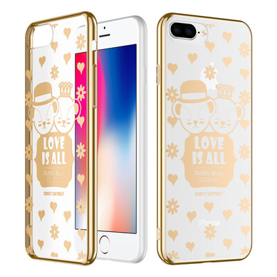 

Teddy Dedicated Apple 87Plus Mobile Shell iPhone87 Plus Cartoon Cover Plating Transparent Silicone Soft shell Love Teddy
