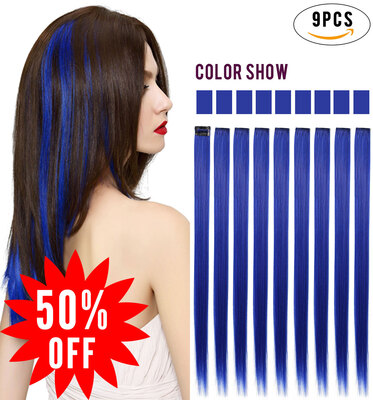 

Rhyme синий Цветной клип в / на наращивание волос 20 "9PCS Американские девочки и куклы