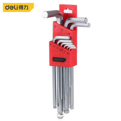 

Deli deli long ball head hex wrench set S2 alloy steel -type hex wrench screwdriver 9 piece set DL2269