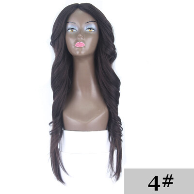 

XTRESS Heat Resistant Synthetic Wigs For Women Natural Long Straight With Bangs 26" Ombre Hair Black To Brown 180 Heavy Density
