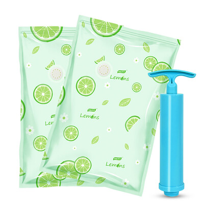 

TAILI aromatic lemon vacuum compression bag travel storage bag large quilt clothes vacuum bag hand pump 13 sets 4 extra large 4 medium 2 small 2 roll