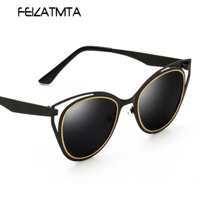 

FEIZATMTA Поляризованные солнцезащитные очки Женщины Cat Eye Солнцезащитные очки Новая мода Дамы сплава Frame Eyewear Девушки Летние вождения UV400 Окулос