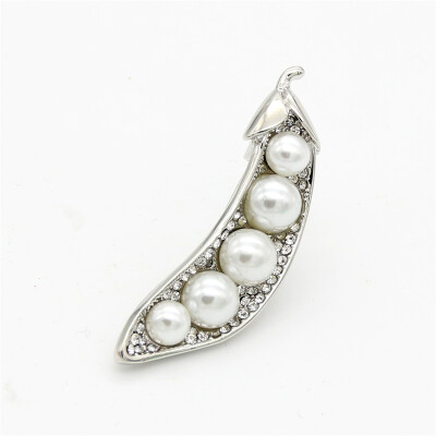 

Fashion Women Imitation Pearl Long Bean Brooch Pins Simple Lucky Jewelry Shining Gold Color Feminist Clothing Lapel Accessories