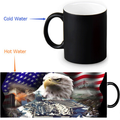 

US Flag And Bald Eagle 350ml/12oz Heat Reveal Mug Color Change Coffee Cup Sensitive Morphing Mugs Magic Mug Milk Tea Cups