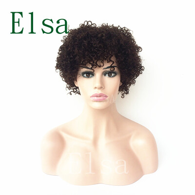 

New Style Machine made short hair wigs 100 Brazilian Human Hair  Lace Wig With Bang Kinky Curly Natural Hair Lace Front Wigs