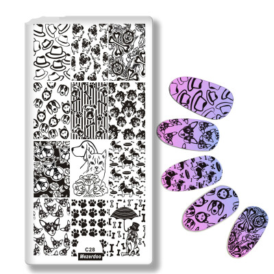 

Lovely Puppy Bone Style Image Printing Plate Wolf Umbrella Design Nail Polish Stencil for Manicure Nail Art Decoration Tool C28