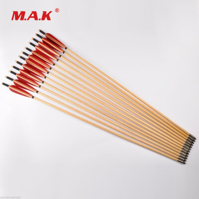 

12 Pcs HandMade Wooden 31 inches Cedar Pine Arrow with Turkey Feathers OD 85mm for Archery Shooting Target