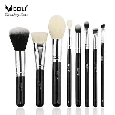 

BEILI 8 stücke Schwarz ziegenhaar Synthetische Pulver Stiftung rouge lidschatten Concealer Grundlegende Make-Up pinsel-set kosmet