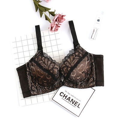 

Xia Weifang bra sexy lace gathered adjustable underwear big chest small cotton cup bra 8746 pink B80