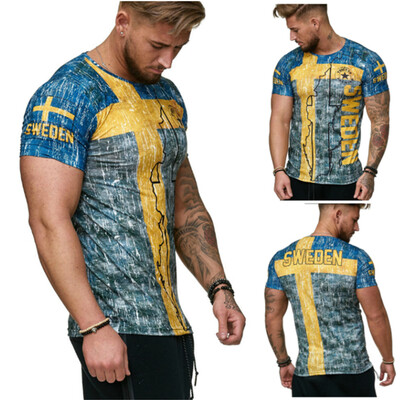 

Summer Mens Short Sleeve Printed T Shirt Sport Casual Pullvoers