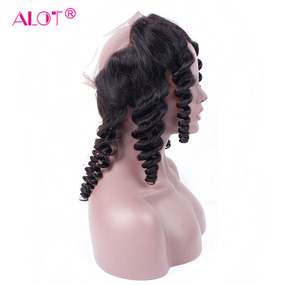 

Alot Hair 360 Silk Frontal Closure Loose Wave 360 Lace Frontal Pre Plucked With Baby Hair Malaysian Virgin Hair
