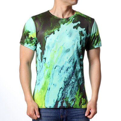 

Round Neck Splash Ink Printed Short Sleeves T-shirts For Men