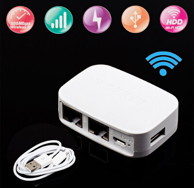 

WT3020F Portable Mini Wireless NAS Router AP Reapeater 300Mbps USB Interface Two Ethernet Port