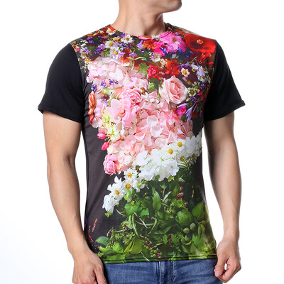 

Mens Flowers Printed New T Shirt Fashion Casual Tees
