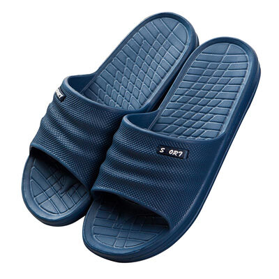 

Lovers couple indoor slippers female home soft bottom slip bath home sandals dark blue 44 yards LJ1605