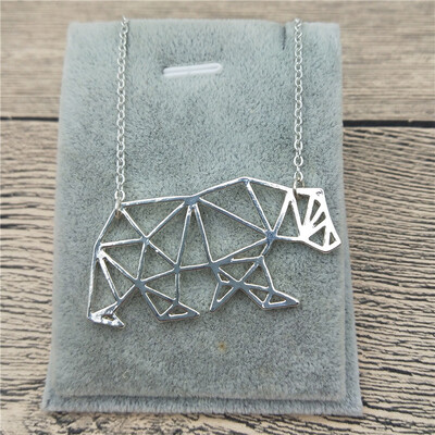 

New Origami MaMa Bear Necklace Origami MaMa Bear Charm Female Male Gift Necklace Fashion Women Jewellery Geometric Jewellery