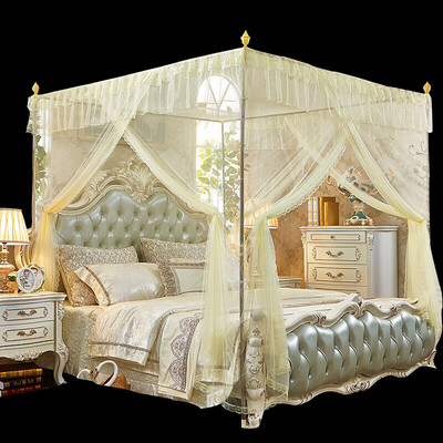 

Arctic velvet nets home textile double encryption lace lazy yarn thickening bracket three open door palace mosquito net yellow 15 m bed