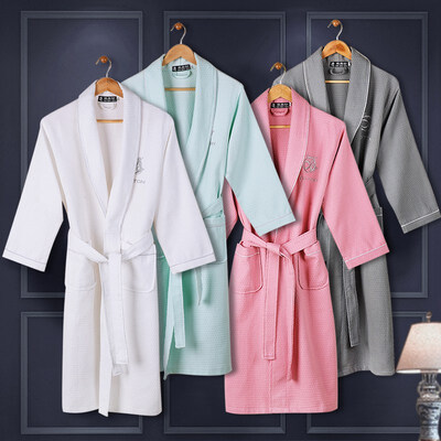 

Waffle Bathrobe Women Cotton Terry XL Womens Robe Nightgown Ladies Sleepwear Long Soft Home Hotel Spring Summer