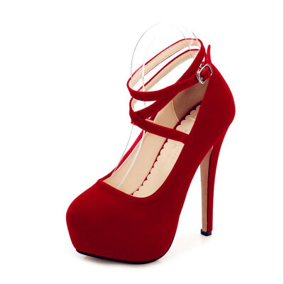 

Exquisite 13CM fish mouth thick waterproof platform high-heeled sandals&slippers&drag cross straps large size shoes