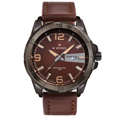 

NAVIFORCE 9055 Men Luxury Watches Quartz 30m Waterproof Leather Masculino Sports Wristwatch