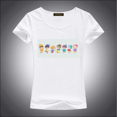 

HenReat High quality silk cotton white solid color short sleeve women BTS print T-shirt