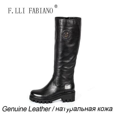 

F.LLI.FABIANO Winter Leater Boots Women New Style Knee High with Cam Rivet and Metal Button Martin Style Leather Boots ZR3283-06