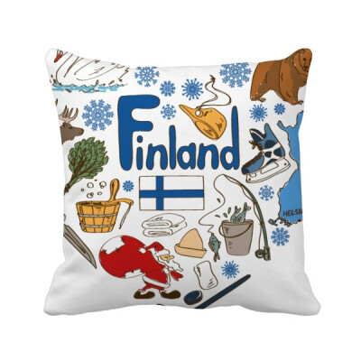 

Finland Love Heart Landscap National Flag Square Throw Pillow Insert Cushion Cover Home Sofa Decor Gift