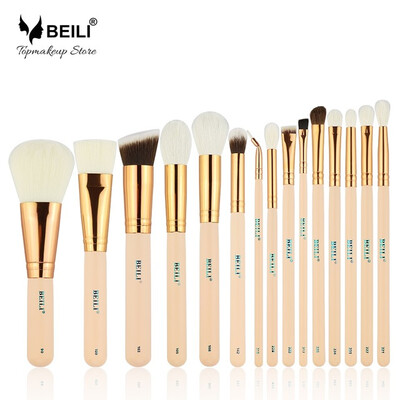 

BEILI 15 STÜCK Розовая накидка Синтетическая Pferdehaar Stiftung rouge lidschatten Pulver Eyeliner Make-up pinsel set