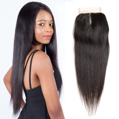 

Candace Brazilian Straight Human Hair 4x4 Lace Closure FreeMiddleThree Part Ways Swiss Lace With Baby Hair