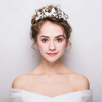 

Wedding Crown With Butterfly Sweet Princess Headdress Tiara For Bride