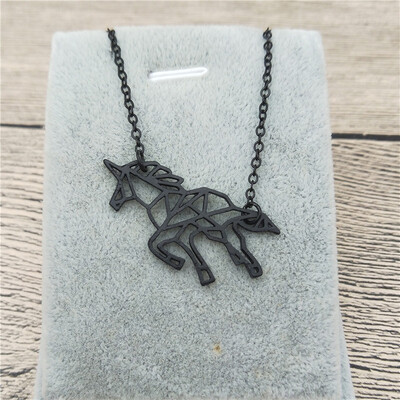 

New Origami Unicorn Necklace Trendy Style Origami Unicorn Pendant Necklace Women Fashion Origami Unicorn Jewellery