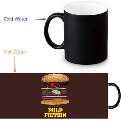 

Pulp Fiction 350ml12oz Heat Reveal Mug Color Change Coffee Cup Sensitive Morphing Mugs Magic Mug Milk Tea Cups
