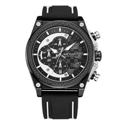 

MEGIR Quartz Men Sport Watch Big Dials Silicone Strap Army Military Watches Clock Men Chronograph Wristwatches Relogio Masculino