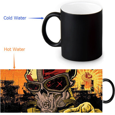 

Пять Finger Death Punch 350ml / 12oz Heat Reveal Mug Color Change Чашка кофе Чувствительные морфинг-кружки Волшебная чашка для чайных чашек