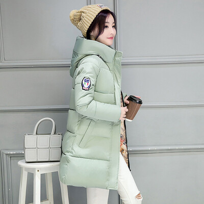 

New Fashion Winter Jacket Long Parkas Warm Cotton Padded Coat Zipper Elegant Hooded Ladies Jackets Coat Female Outerwear