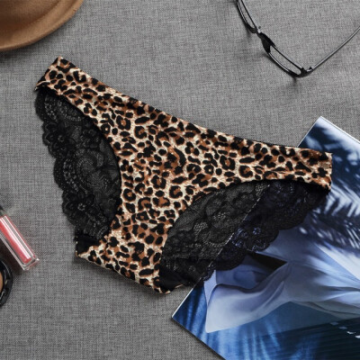 

Rose Lace Women Panties Seamless Print Underwear Sexy Briefs Women Leopard Lace Panties Plus Size  L XL XXL