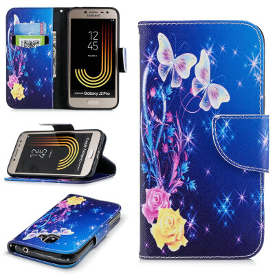 

BEFOSPEY Painting PU LeatherSoft TPU Card Slot Stand Wallet Case For Samsung Galaxy J2 Pro2018 J2201850