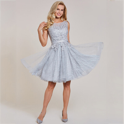 

CAZDZY Scoop Neck Lace-Up Appliques A Line Homecoming Dress