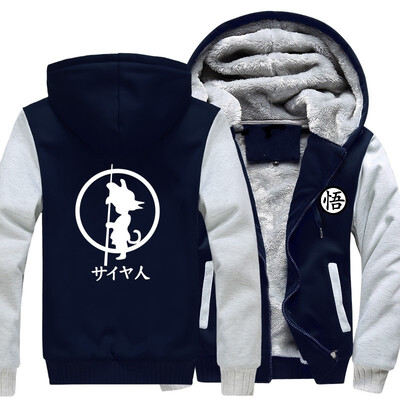 

USA SIZE 2018 Winter New Brand Fashion Dragon Ball Anime Son Goku Cosplay Hoodies Tops Thicken Zip up Casual Coats Plus size fas
