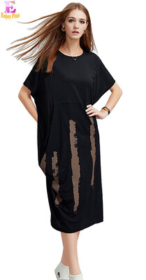 

5XL грудь 112-118cm хлопок случайный новый летний 2018 длинное платье женщин короткий рукав большой размер прямой сыпучий отпечато