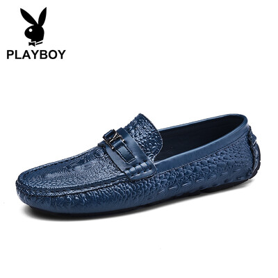 

Playboy casual shoes male bean shoes set foot outdoor driving shoes lazy shoes DA71084 dark blue 42