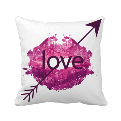 

Valentines Day Pink Lip Love Arrow Square Throw Pillow Insert Cushion Cover Home Sofa Decor Gift