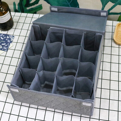 

Yuan Yuan underwear underwear storage box fabric plaid bra bra socks covered household storage box 16 grid