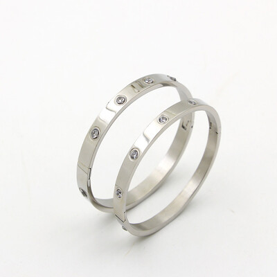 

Full Diamond Bracelet with Drawstring Concealed Couples Bracelet Current Accessories Titanium Steel Covered Bracelet for Men&W