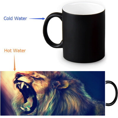 

Lion 350ml / 12oz Heat Reveal Mug Color Change Чашка кофе Чувствительные морфинг-кружки Волшебная чашка для чайных чашек