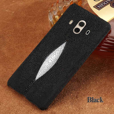 

Genuine Leather Phone Case For Huawei Mate 10 Case Natural Pearl Fish Skin Back Cover For P10 Case